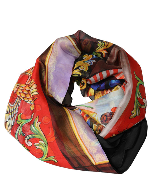 Dolce & Gabbana Multicolor Silk Printed Square Foulard Scarf