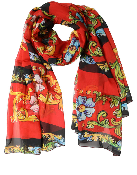 Dolce & Gabbana Multicolor Floral Silk Shawl Stole Scarf
