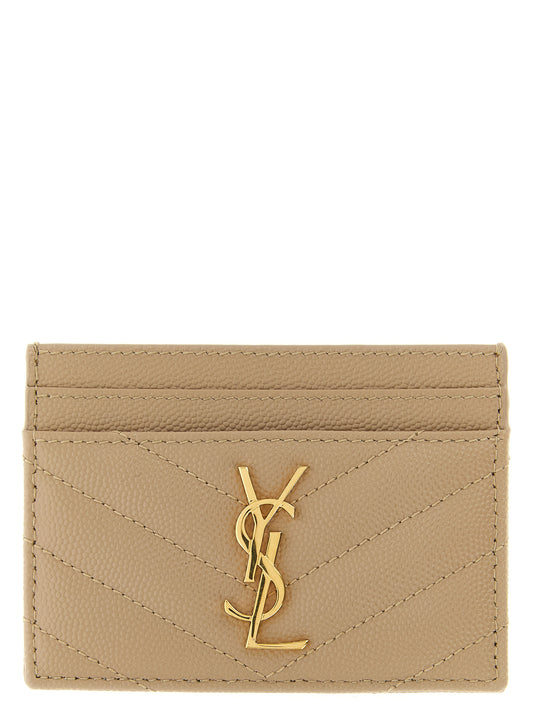 Saint Laurent Beige Calfskin Cardholder