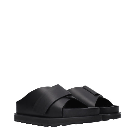 Jil Sander Black Leather Slippers