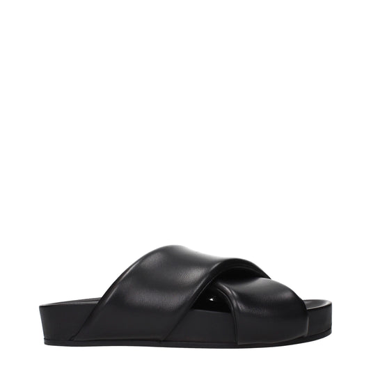 Jil Sander Black Leather Slippers