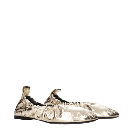 Jil Sander Gold Leather Ballet Flats