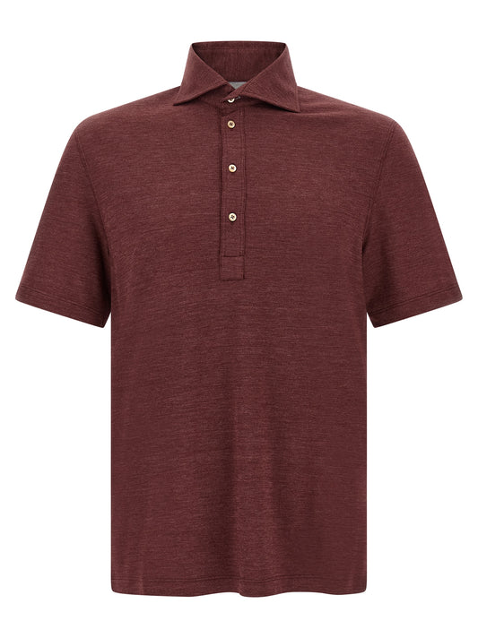 Brunello Cucinelli Bordeaux Virgin Wool Polo Shirt