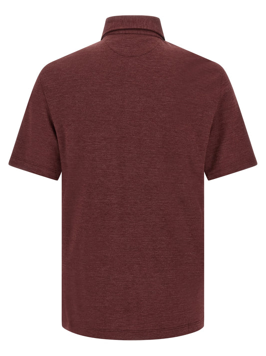 Brunello Cucinelli Bordeaux Virgin Wool Polo Shirt