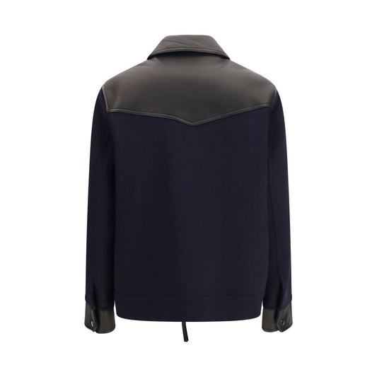 P.A.R.O.S.H. Blue Wool Oves Aries Leather Jacket