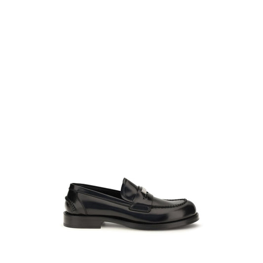Dolce & Gabbana Black Calf Leather Bos Taurus Slip-On Loafers