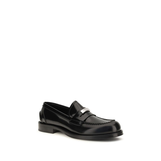 Dolce & Gabbana Black Calf Leather Bos Taurus Slip-On Loafers