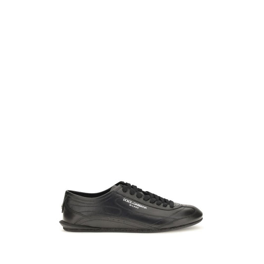 Dolce & Gabbana Black Calf Leather Bos Taurus Low Top Sneakers