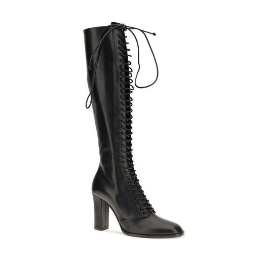 Dolce & Gabbana Black Calf Leather Bos Taurus Lace-Up Boots