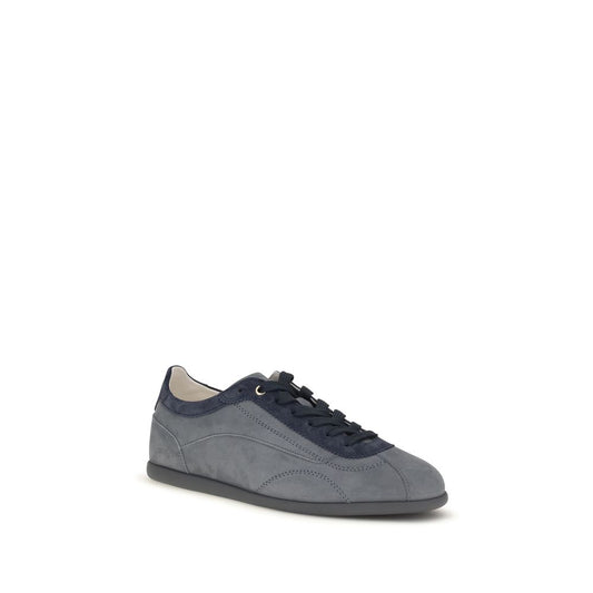 Brunello Cucinelli Gray Calf Leather Bos Taurus Low Top Sneakers