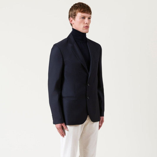 Autore Blue Wool Full-Length Jacket
