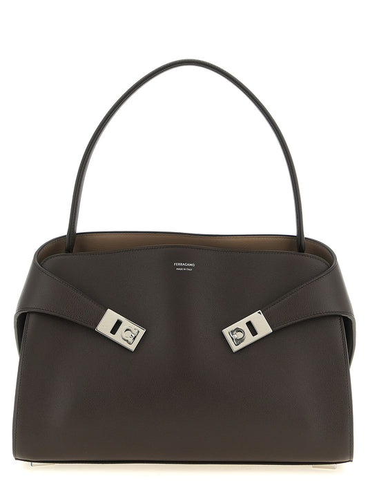 Ferragamo Brown Calfskin Shoulder Bag