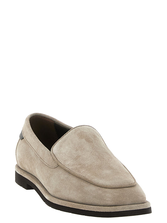 Brunello Cucinelli Beige Calfskin Slip-On Loafers