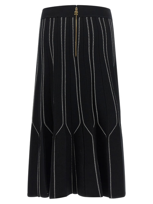 Elisabetta Franchi Black Viscose Midi Skirt