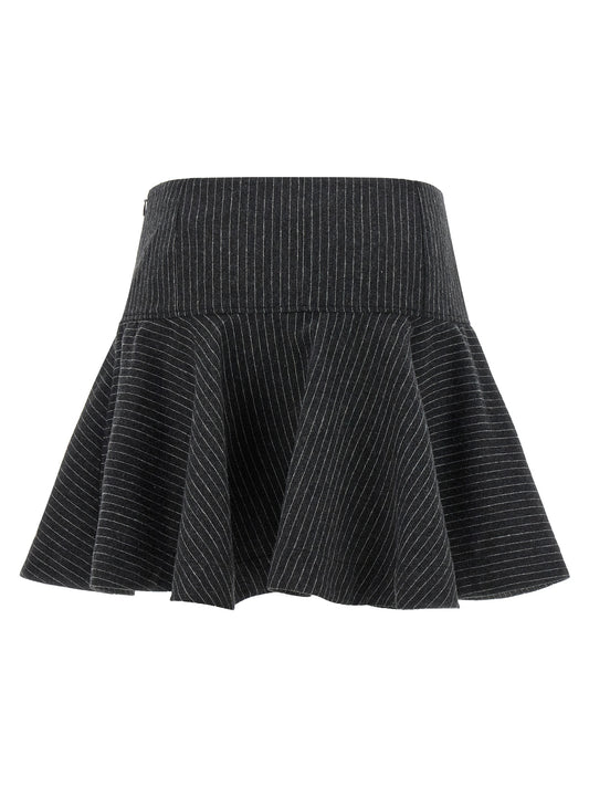 Ganni Gray Polyester Long Skirt