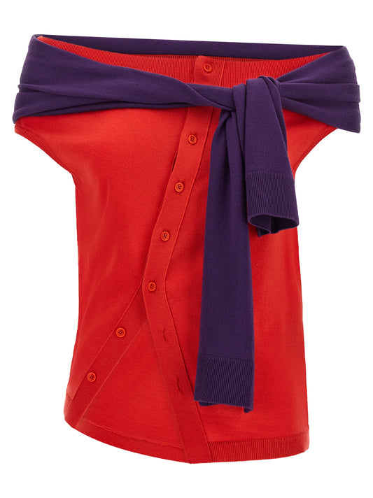 J.W.Anderson Red Wool Sleeveles T-Shirt