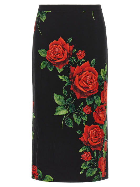 Dolce & Gabbana Black Silk Midi Skirt