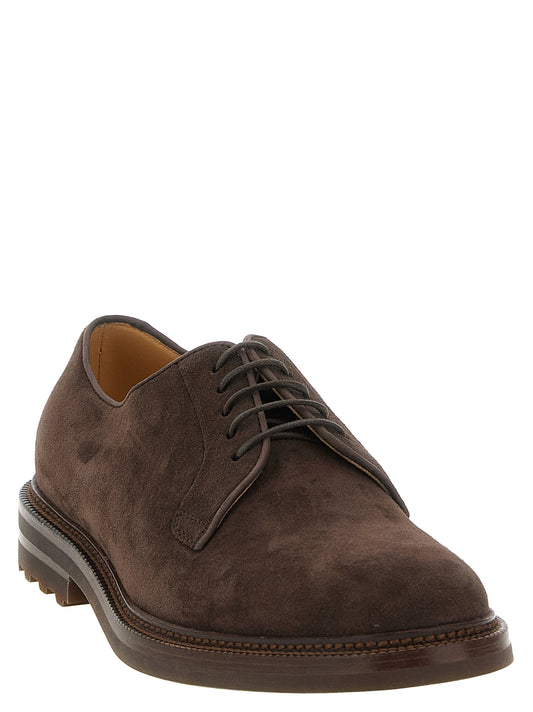 Brunello Cucinelli Brown Calfskin Oxfords And Derbies