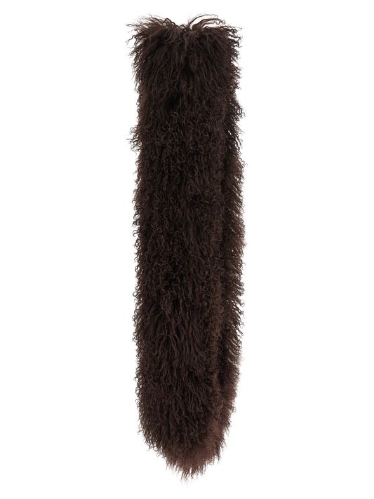 Yves Salomon Brown Lamb Fur Scarf
