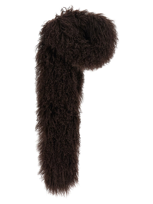 Yves Salomon Brown Lamb Fur Scarf