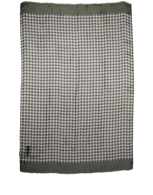Dolce & Gabbana Green White Napoli Silk Gingham Shawl Scarf