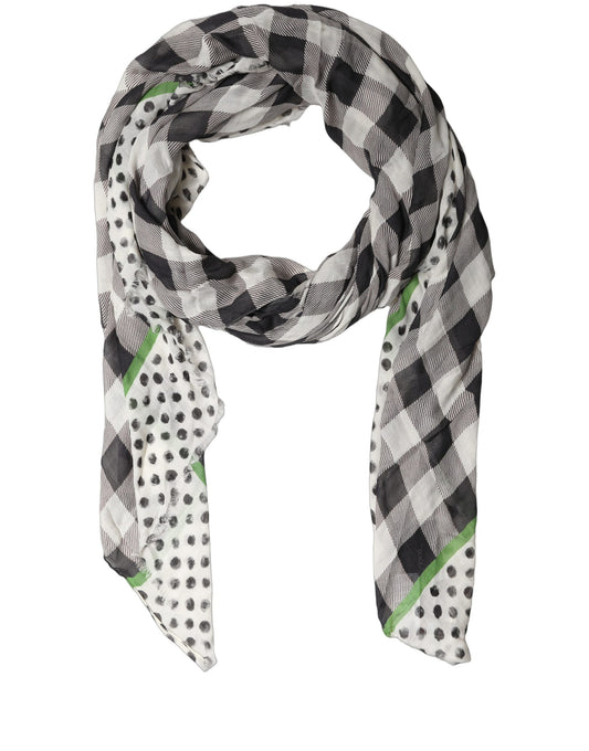 Dolce & Gabbana Black White Napoli Modal Check Shawl Scarf