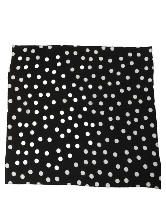 Dolce & Gabbana Black White Polka Dot Square Foulard Scarf