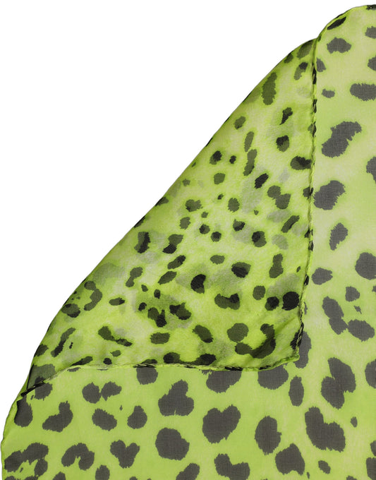 Dolce & Gabbana Green Leopard Print Silk Square Foulard Scarf