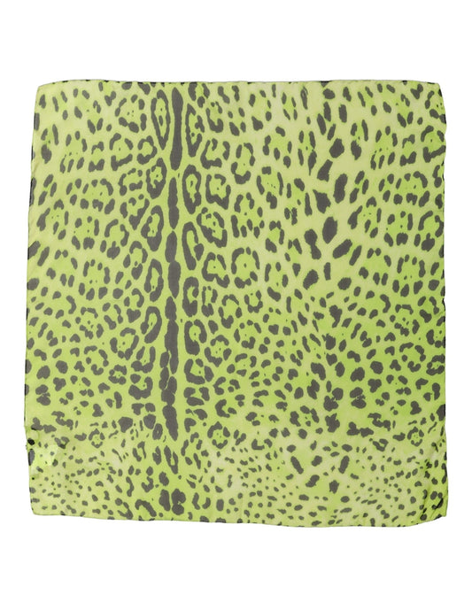 Dolce & Gabbana Green Leopard Print Silk Square Foulard Scarf
