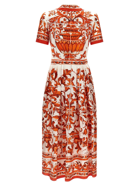 Dolce & Gabbana Orange Silk Midi Dress