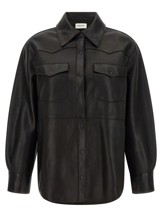 P.A.R.O.S.H. Black Lamb Leather Blouse