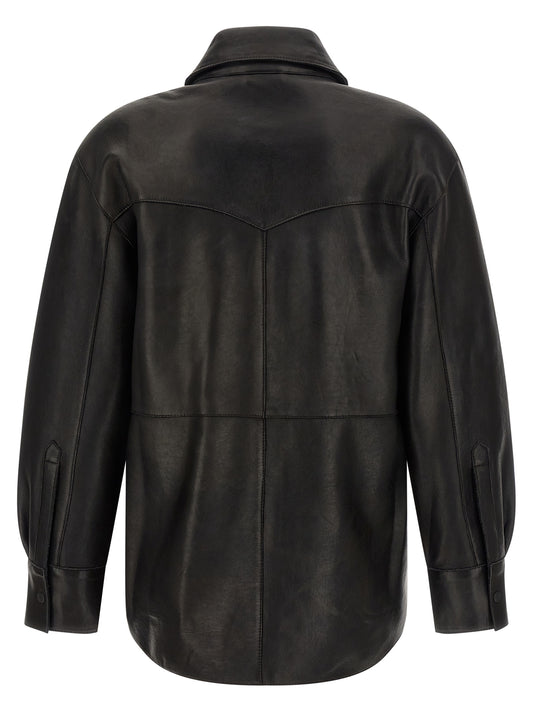 P.A.R.O.S.H. Black Lamb Leather Blouse