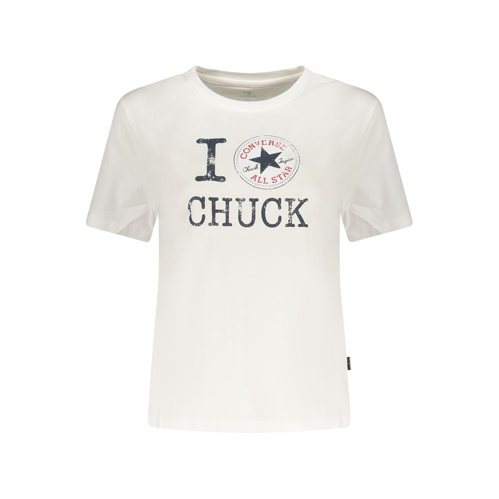 Converse White Cotton Women's T-Shirt