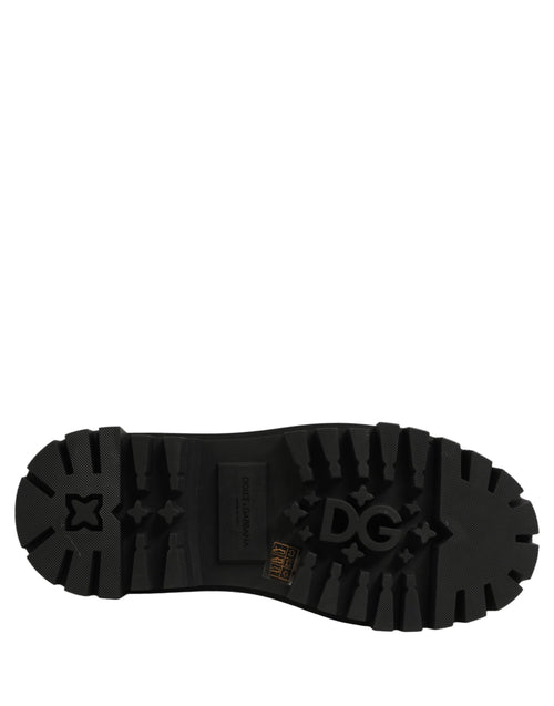 Dolce & Gabbana Black Calfskin Leather Trekking Derby Shoes