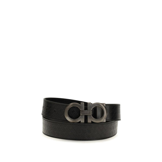 Ferragamo Black Calf Leather Bos Taurus Regular Belt
