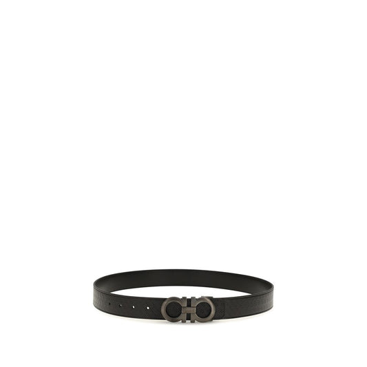 Ferragamo Black Calf Leather Bos Taurus Regular Belt