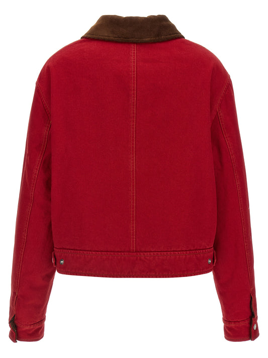 Ami Paris Red Cotton Biker Jacket