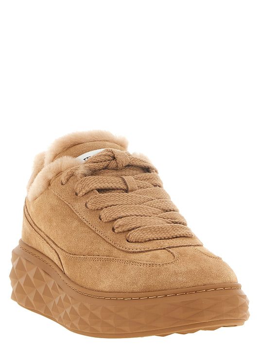 Jimmy Choo Beige Lamb Leather Chunky Sneakers