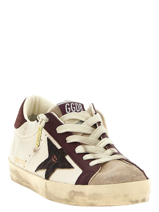 Golden Goose Bordeaux Leather Low Top Sneakers