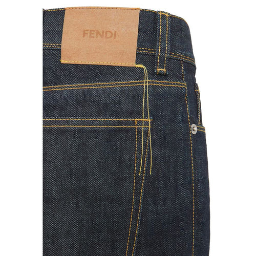 Fendi Blue Cotton Slim Fit Jeans