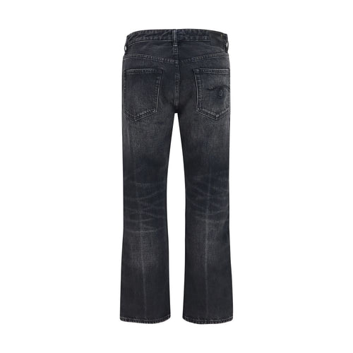 R13 Black Cotton Boyfriend Jeans