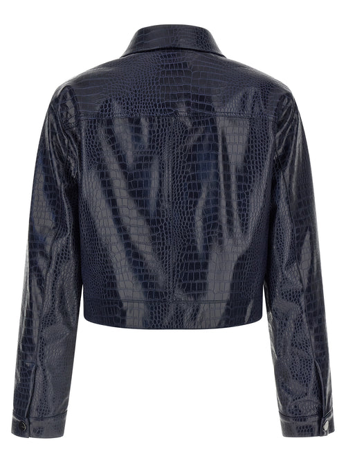 PINKO Blue Viscose Leather Jacket