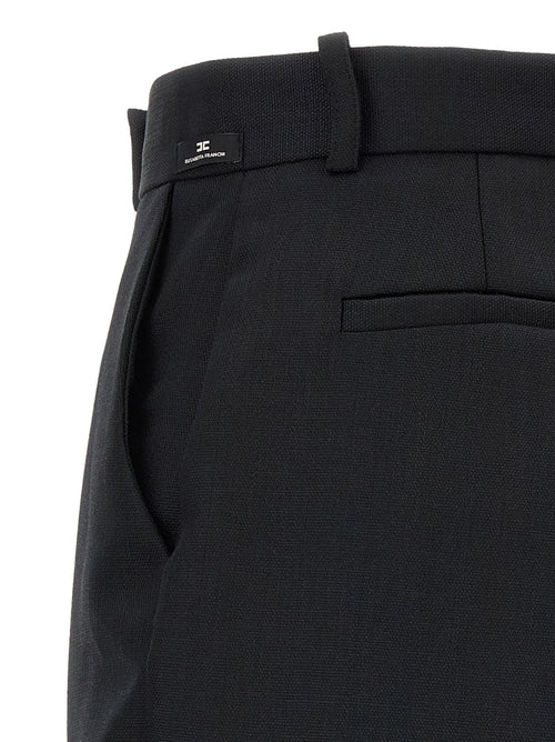 Elisabetta Franchi Black Virgin Wool Flared Pants
