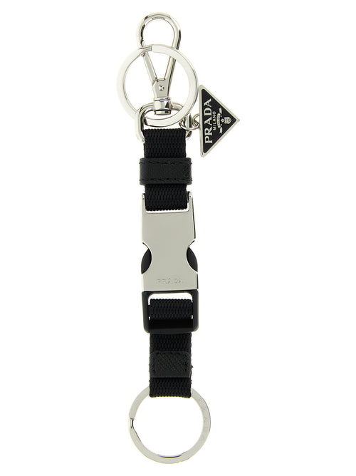 Prada Black Stainless Steel Keychain