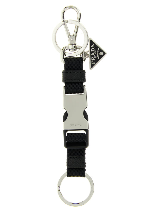 Prada Black Stainless Steel Keychain