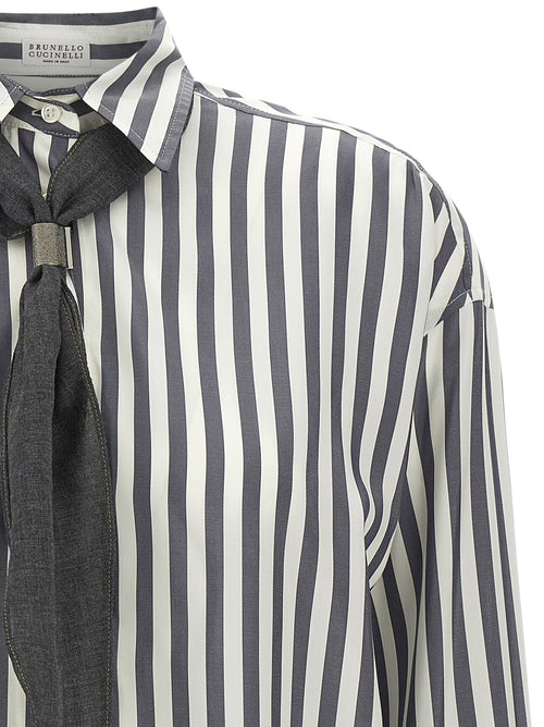 Brunello Cucinelli Gray Silk Blouse