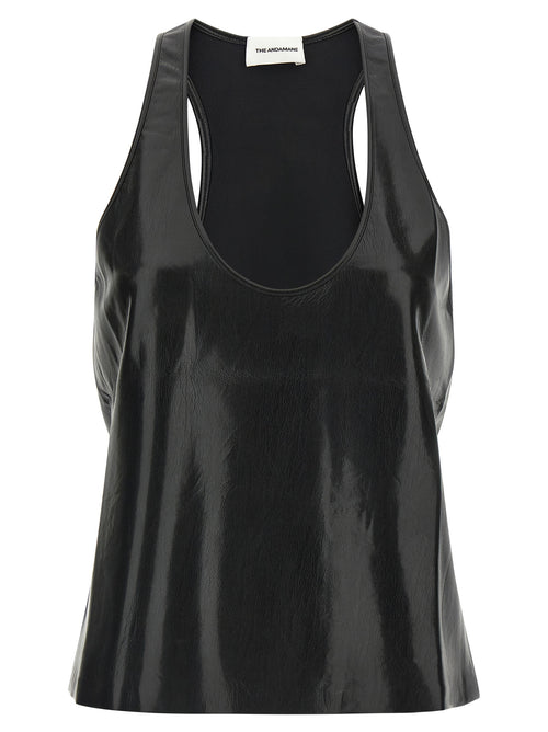 The Andamane Black Polyester Sleeveles T-Shirt