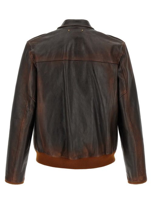 Golden Goose Brown Cowhide Leather Jacket
