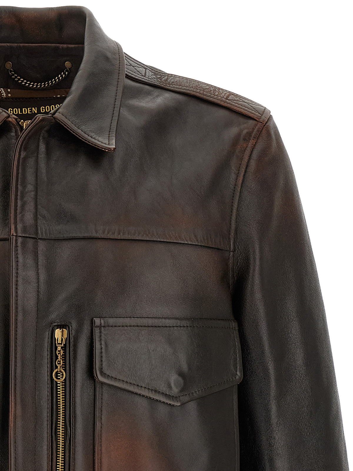 Golden Goose Brown Cowhide Leather Jacket