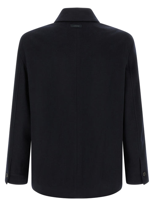 Lardini Blue Cashmere Full-Length Jacket
